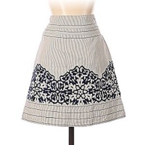 Floreat Embroidered Skirt Stripe Floral Kaleidoscope Skirt 0 XS